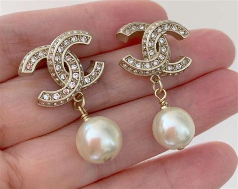 chanel stud earrings pearl|chanel cc earrings price list.